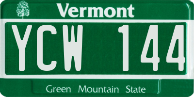 VT license plate YCW144