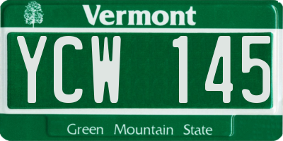 VT license plate YCW145