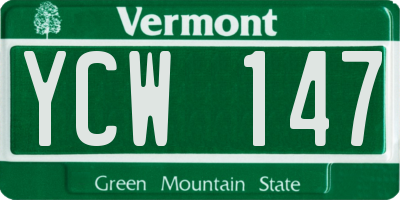 VT license plate YCW147