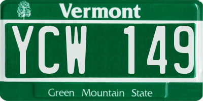 VT license plate YCW149