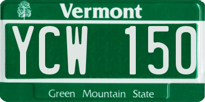 VT license plate YCW150