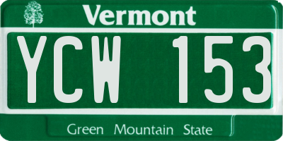 VT license plate YCW153