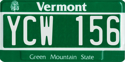 VT license plate YCW156