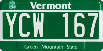 VT license plate YCW167