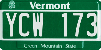 VT license plate YCW173