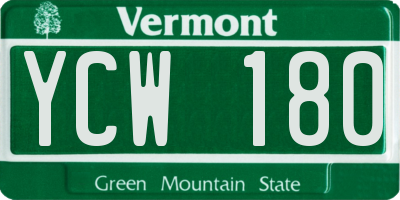 VT license plate YCW180