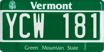 VT license plate YCW181