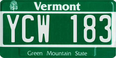 VT license plate YCW183