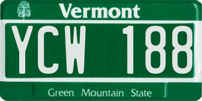 VT license plate YCW188