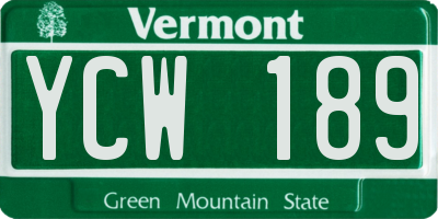 VT license plate YCW189