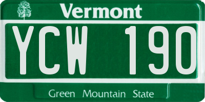 VT license plate YCW190