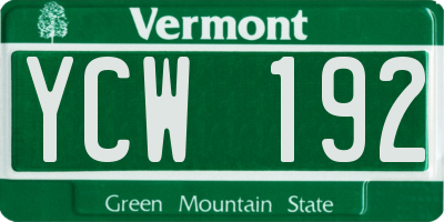 VT license plate YCW192