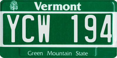 VT license plate YCW194