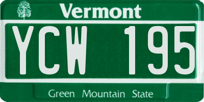 VT license plate YCW195