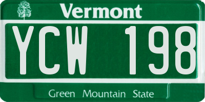 VT license plate YCW198