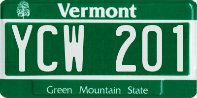VT license plate YCW201