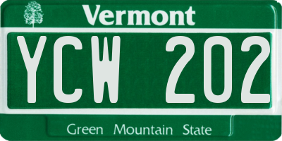 VT license plate YCW202