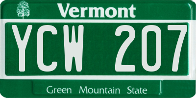 VT license plate YCW207