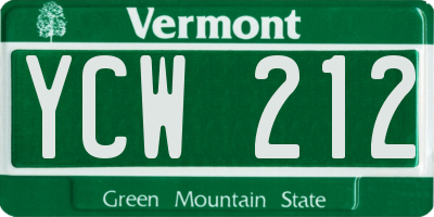 VT license plate YCW212