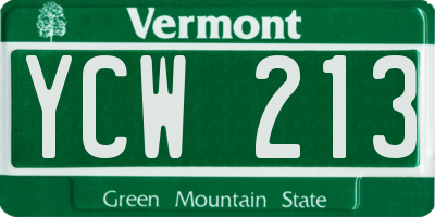 VT license plate YCW213