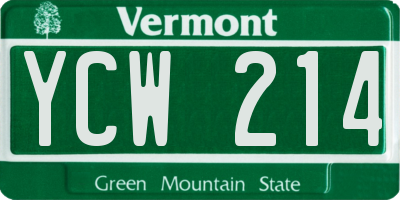 VT license plate YCW214