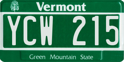VT license plate YCW215