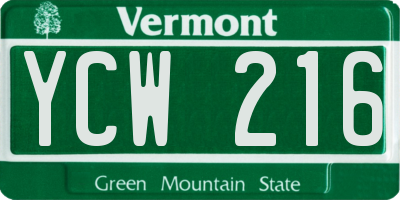 VT license plate YCW216
