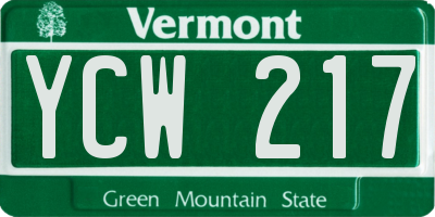 VT license plate YCW217