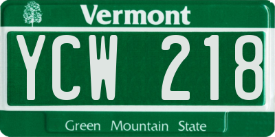 VT license plate YCW218