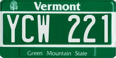 VT license plate YCW221