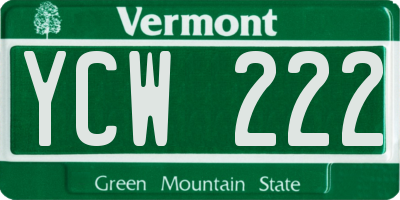 VT license plate YCW222