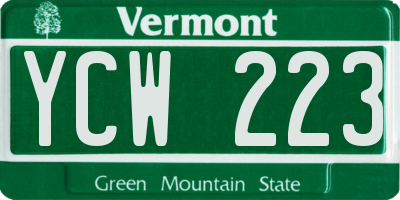 VT license plate YCW223