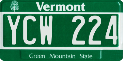 VT license plate YCW224