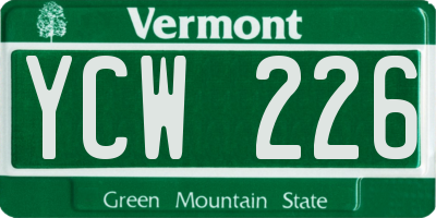 VT license plate YCW226