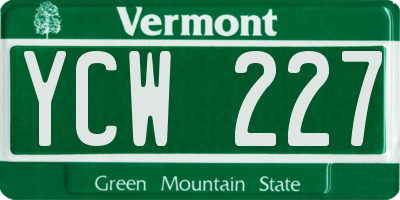 VT license plate YCW227