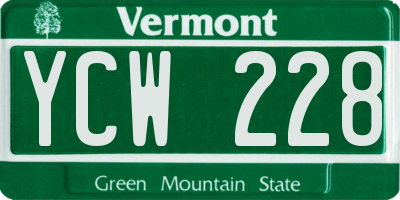 VT license plate YCW228
