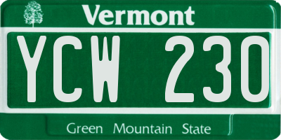 VT license plate YCW230