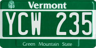 VT license plate YCW235