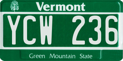 VT license plate YCW236