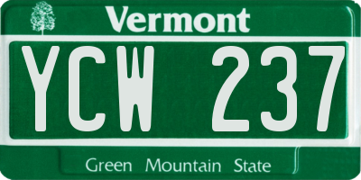 VT license plate YCW237
