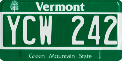 VT license plate YCW242