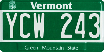 VT license plate YCW243