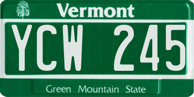 VT license plate YCW245