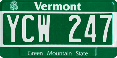 VT license plate YCW247