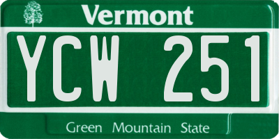 VT license plate YCW251