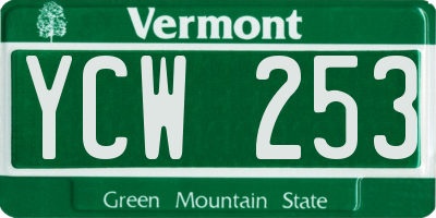 VT license plate YCW253