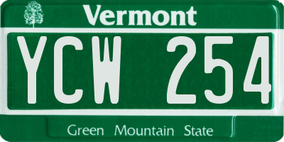 VT license plate YCW254