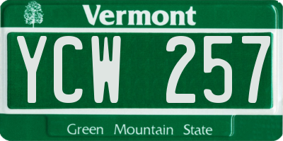 VT license plate YCW257