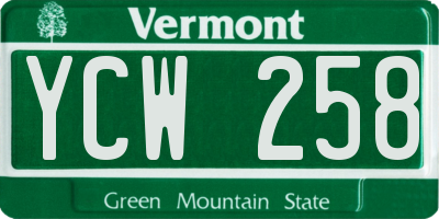 VT license plate YCW258