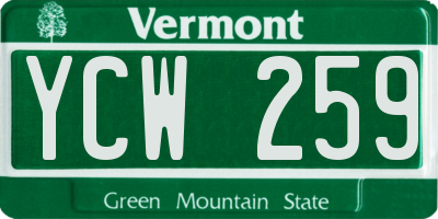 VT license plate YCW259